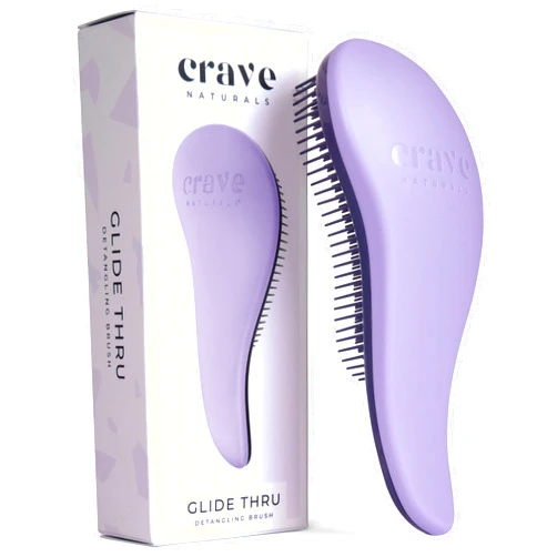 Crave Naturals Glide Thru Hair Brush - Detangler Brush for Curly, Straight, Wet or Dry Hair - Gentle Detangling Brushes for Adults, Kids, Toddlers - Hair Accessories for Women, 7.5x3