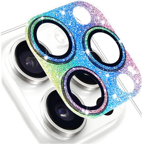 Hsefo for iPhone 14 Pro and iPhone 14 Pro Max Camera Lens Protector, Bling Lens Cover 3D Rhinestone Diamond 9H Tempered Glass Camera Cover Shockproof Lens Screen Full Protective Cover -Colorful