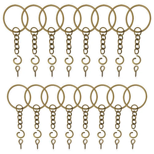 YAKA 360Pcs Bronze Key Chain Rings Kit, 120Pcs Keychain Rings,120Pcs Screw Eye Pins,120Pcs Jump Ring,1inch/25mm Nickel Plated Split Key Chain Ring Parts for Crafts and Jewelry Making