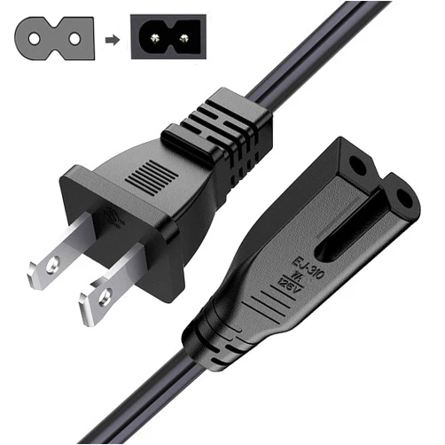 BICMICE 6Ft Extra Long 2 Prong Polarized Power Cord for Vizio-LED-TV Smart-HDTV E-M-Series Sound Bar 2 Slot Adapter-AC-Wall-Cable:IEC-60320 IEC320 C7 to NEMA 1-15P for Sharp Philips LED TV PS1 PS2