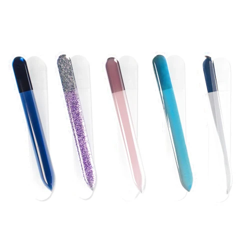 HAWATOUR Nano Glass Nail File with Case, 5 Pieces Etched Surface Nail Files Professional Manicure Tool