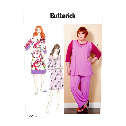 Butterick Patterns Women's, Sash, Top, Dress and Pants Robe, KK (26W-28W-30W-32W)