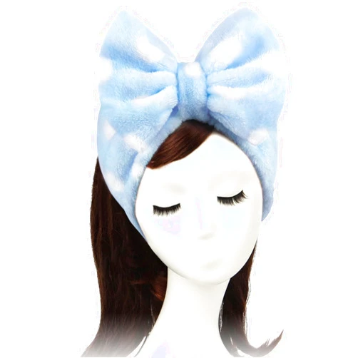 Shintop Sweet Super Soft Caroset Polka Dots Wash Cosmetic Headband Hairlace (Light Blue Polka dots)