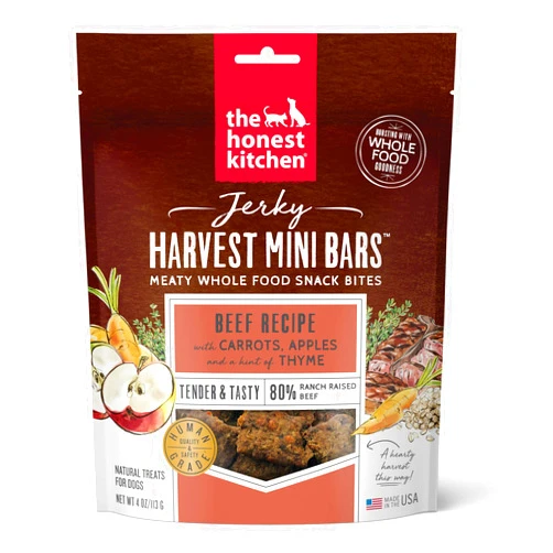 The Honest Kitchen Jerky Harvest Mini Bars: Beef Recipe With Carrots & Apples, 4 oz Bag