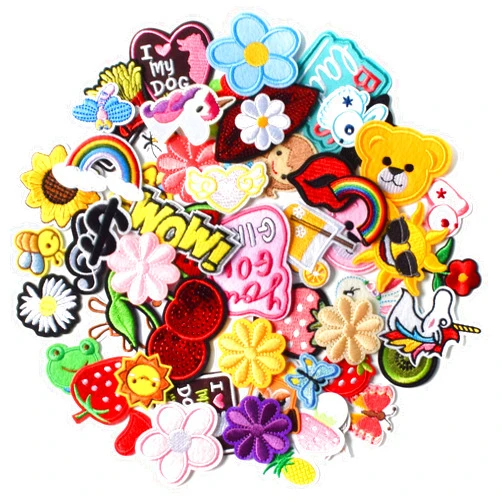 AXEN 60PCS Embroidered Iron On Patches DIY Accessories, Random Assorted Decorative Patches, Cute Sewing Applique for Jackets, Hats, Backpacks, Jeans, 60 Pieces Package