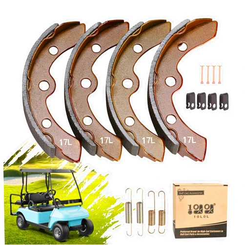 10L0L Golf Cart Brake Shoes Kit for EZGO XI-Serial 1983-1986, Club Car DS & Carryall (Manual Adjust) 1981-1994, Yamaha G1 1978-1980, etc Replace OEM# 101146302 101880701