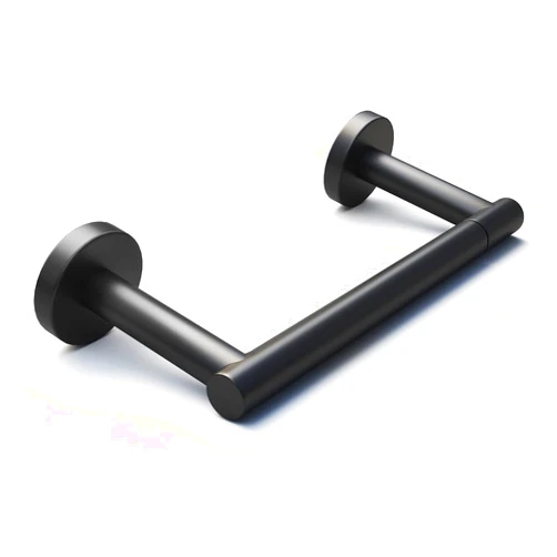 POKIM Black Toilet Paper Holder - Metal Bathroom Flexible Pivoting Tissue Handle on Wall Mounted, SUS 304 Stainless Steel Adjustable TP Large Mega Roll Holder for Wooden Cabinet Classic Matte