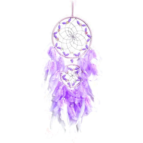 XMSJSIY Purple Dream Catcher, Large Dreamcatcher, Handmade Feather Mobile Wall Decor Hanging for Girl Women Bedroom Dorm Room Decorations Home Ornament Birthday Festival Craft Gift (Dual Ring)