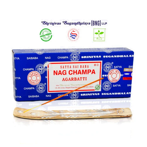 Raajsee Incense Holder Bundle with Satya Nag Champa Incense Sticks 250 gm Pack, Satya BNG (Bangalore) Bulk Insence Sticks,Satya Sai Baba Nagchampa Natural Incense