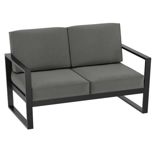 Green4ever Patio Furniture Aluminum Outdoor Loveseat, All-Weather Patio Sofa Modern Metal Couch Chair with Removable, Water-Resistant Cushions