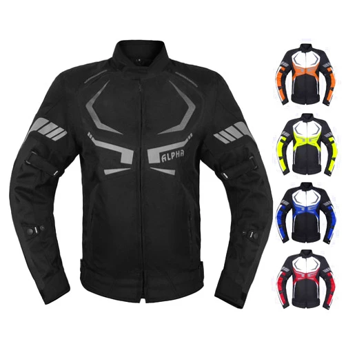 ALPHA CYCLE GEAR MOTORCYCLE JACKET MENS CE ARMORED BIKERS RIDING RACING WATERPROOF ALL SEASON JACKET (BLACK, X-LARGE)