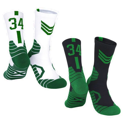 HMWIWAR 2-Pairs Basketball-Socks-for-Men & Boys, Basketball Team Lucky Number Sports-Star-Socks for Child & Adult