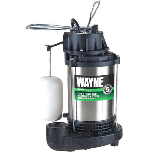 Wayne 58321-WYN3 CDU980E 3/4 HP Submersible Cast Iron and Stainless Steel Sump Pump with Integrated Vertical Float Switch, Large, Silver