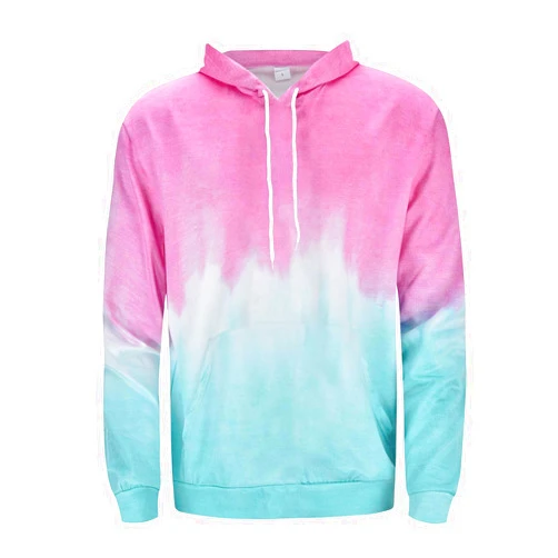 Hyhucoie Hoodie Men Gradient Hooded Trendy Long Sleeve Pullover Drawstring Loose Casual Sweatshirts with