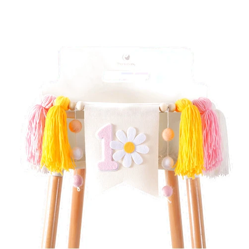 YESSWL 1st Birthday High Chair Banner - First Birthday Daisy Highchair Banner, Perfect Boho Daisy Birthday Decorations and Photo Props, Daisy 1st Birthday Cake Smash Garland