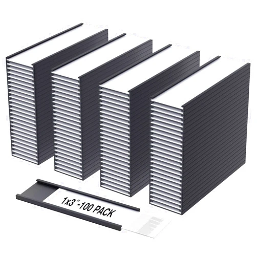 MaxGear 100 Pack C Channel Magentic Label Holders, 1x3