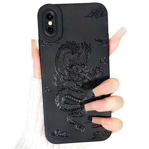 Lovmooful Compatible for iPhone X/XS Case Cute Cool Dragon Black Design for Girls Women Soft TPU Shockproof Protective Girly for iPhone X/XS-Dragon