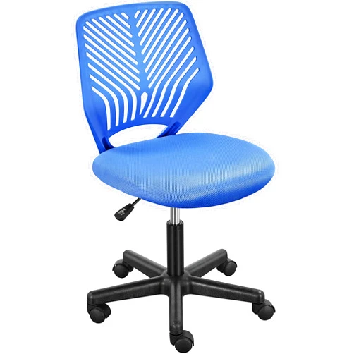 Yaheetech Students Desk Chair Low-Back Armless Study Chair Swivel Task Chair Cute Bedroom Chair with Lumbar Support Adjustable Height for Youth, Blue