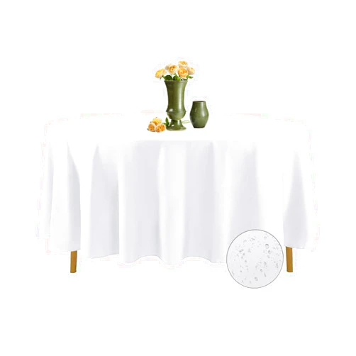 AlGaiety 2 Pack Waterproof Round Tablecloth, 108'' Inch Polyester Tablecloths, Wrinkle Resistant Polyester Table Cover for Dining Table, Outdoor, Party and Banquets (White)
