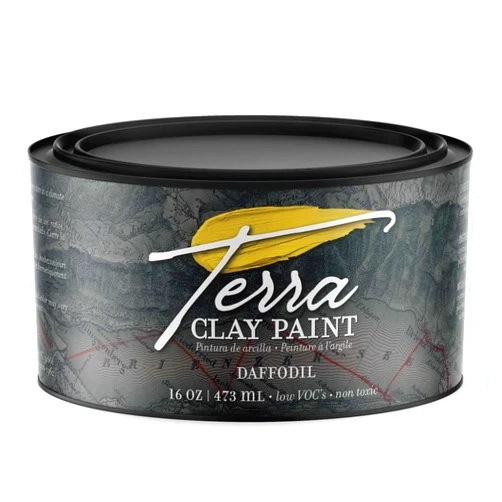 Dixie Belle Paint Company Dixie Belle Terra Clay Paint - Daffodil (16oz) - Bright Yellow Water-Based Terra Artisan Clay Paint for DIY - Wood, Canvas, Tile, Fabric, Home