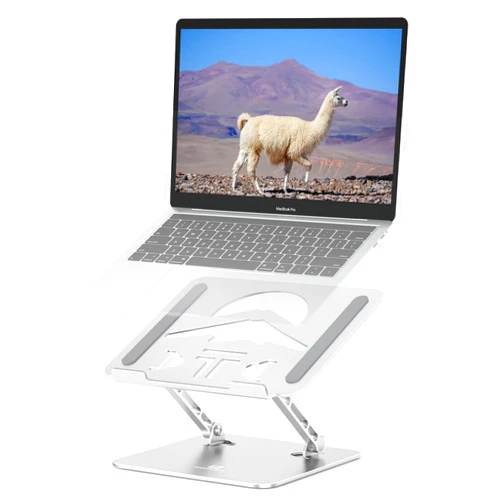 Tobeoneer Laptop Stand Adjustable Laptop Holder for Desk, Ergonomic & Foldable & Portable Heat Sink Computer Stands, Fits up to 15.6-inch Laptops. (Silver)
