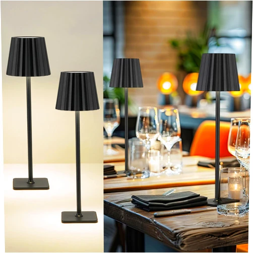 JAZAVA Cordless LED Desk Lamps, Rechargeable Black Table Lamp with 3 Colors Stepless Dimming, 5200mAh Battery Operated for Home Office Restaurant Bedroom Bars (2 Pack), TL02BK-2PK