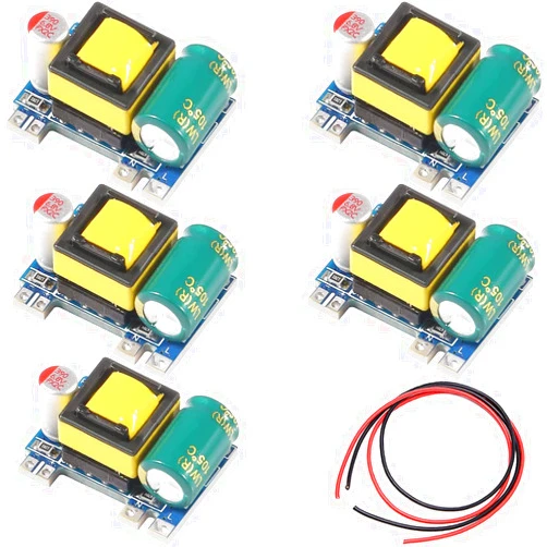 DKARDU 5 pcs AC-DC 5V 700mA 3.5W Buck Module Isolated Switching Power Supply Module Buck Regulator 220V to 5V Converter with red and Black Cable