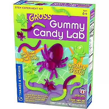 Thames & Kosmos Gross Gummy Candy Lab - Worms & Spiders! Sweet Science STEM Experiment Kit, Make Your Own Plant-Based Gummy Candies in Cool Shapes & Colors | Learn Chemistry | Looks Gross, Tastes Great, Green