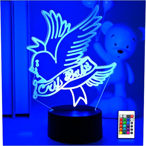 TYMXGHF 3D Night Light Rapper Lil Peep Led for Home Decoration Gift for Fans Bedroom Decor Light Led Sensor Color Changing Work Desk Lamp-Remote Control