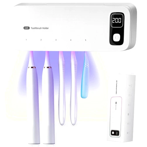 THISONG Toothbrush Holders Electric Toothbrush Holder Rechargeable Toothbrush Cleaner Case Cover with Fan Drying for Family Bathroom 5 Slots Toothbrush Holder