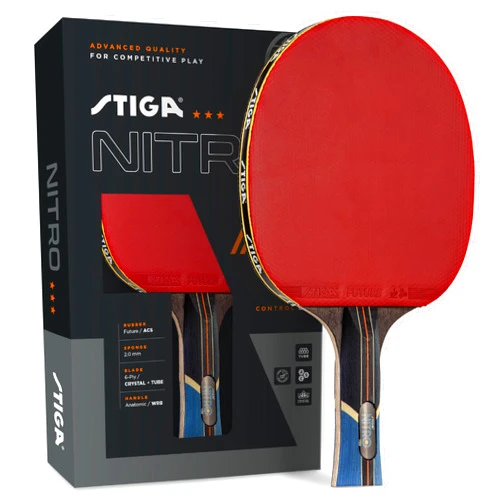 STIGA Nitro Performance Ping Pong Paddle - 6-ply Light Blade - 2mm Premium Sponge – Flared Handle for Exceptional Grip - Performance Table Tennis Racket for Serious Play