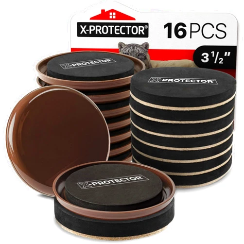 X-Protector Furniture Sliders X-PROTECTOR 16 PCS – Furniture Sliders Hardwood Floors & Felt Furniture Movers – Moving Pads All Floor Types! Heavy Duty Reusable Sliders for Moving Furniture Easily & Safely!