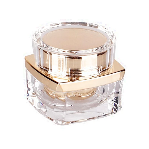 Elandy 1PCS 30g Upscale RefillableAcrylic Cosmetic Bottles With Screw Lid and PP Liner-Travel Refillable Jar Pot Makeup Face Cream Eye Cream Holder Container Sample Packaging Storage Case(Transparent+Golden)