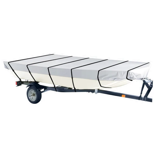 I COVER iCOVER Jon Boat Cover 14ft, Heavy Duty Waterproof Marine Grade Polyester Canvas Mooring Cover, Anti-UV Trailerable Jon Boat Covers, Fits Boats 14' Long Beam Width up to 70