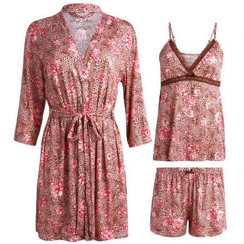 Marilyn Monroe Women's Pajama Set - 3 Piece Lounge Robe, Cami Tank Top, Pajama Shorts - Lace Trim Sleepwear for Women (S-XL)