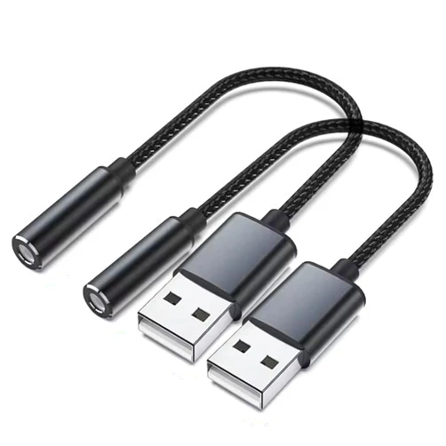 SheraF 2-Pack USB to 3.5mm Jack Audio Adapter, USB to Audio Jack Adapter Headset, USB-A to 3.5mm TRRS Mic Female, External Stereo Sound Card for Headphone, Laptop, Desktops, Mac, PS4, PS5, PC
