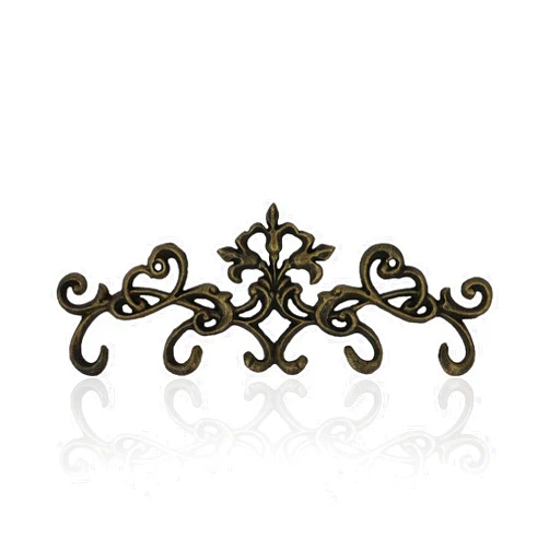 3GO 30GO 30GO Decorative Cast Iron Wall Hook Rack with 6 Sturdy Hooks for Keys, Hats, Bags | Vintage Design Hanger for Home Decor | Key Hangers for Wall | includes Screws and Anchors