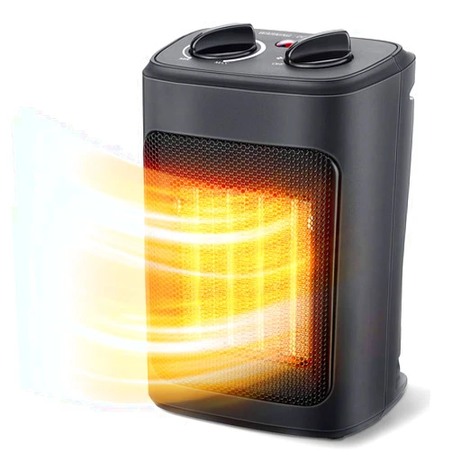 Aikoper Space Heater, 1500W Electric Heaters Indoor Portable with Thermostat, PTC Fast Heating Ceramic Room Small Heater with Heating and Fan Modes for Bedroom, Office and Indoor Use
