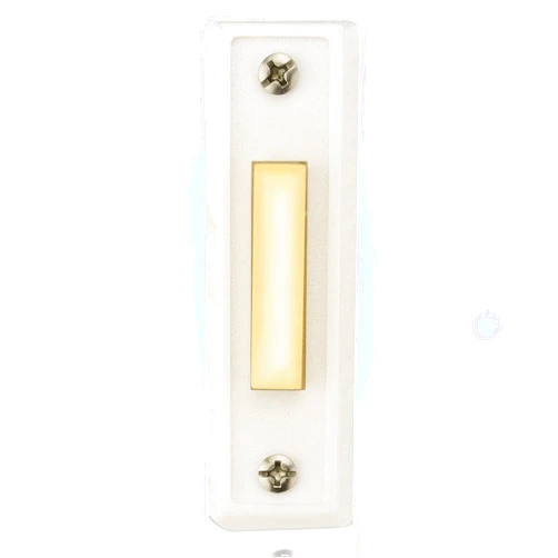 Newhouse Hardware LED Lighted Sturdy Plastic Door Chime Push Button BT3WL White | Classic Rectangular Lighted Door Bell Button | Replacement Wired Doorbell Button for Most Door Bell Chimes