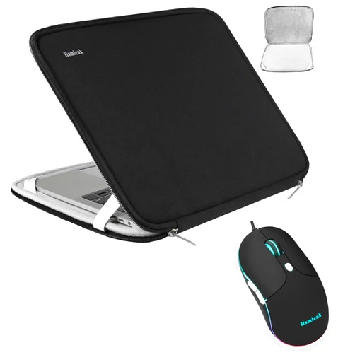 Hsmienk Laptop Sleeve 15.6 Inch, Wired Mouse
