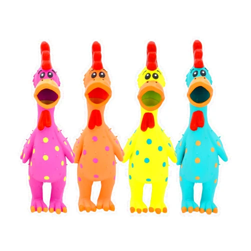Multipet's 11.5-Inch Latex Polka Dot Globken Chicken Dog Toy, Assorted Color - 1 Count