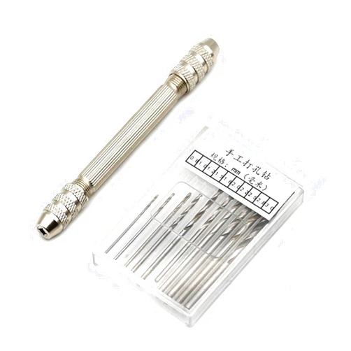 KIIFENG Double Ended Pin Vise DIY Hand Drill Pin Vise Drill Wire Twisting Tools with Twist Drill Bit Set Jewelry Making Tools
