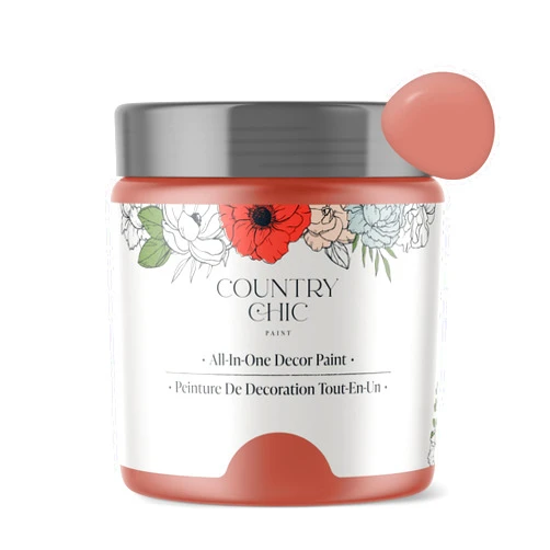 Country Chic Paint - Chalk Style All-in-One Paint for Furniture, Home Decor, Cabinets, Crafts, Eco-Friendly, Matte Paint - Peachy Keen [Coral Pink] 4oz