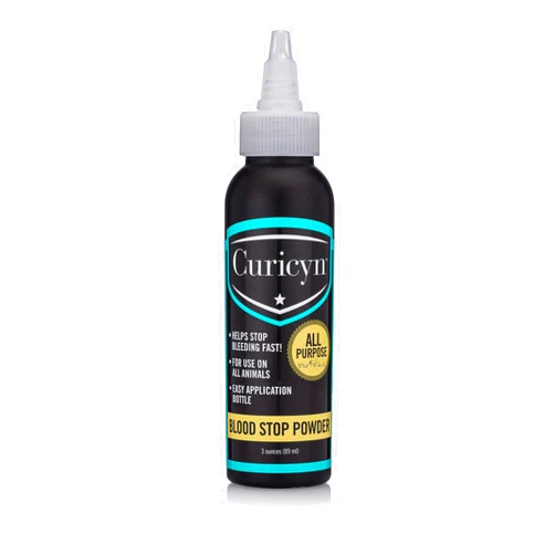 Curicyn Blood Stop Powder (3 oz) - Quick Stop Bleeding for Dogs, Cats, Pigs, Horses and Pets – Styptic Powder for Dogs Nails and Minor to Severe External Wounds
