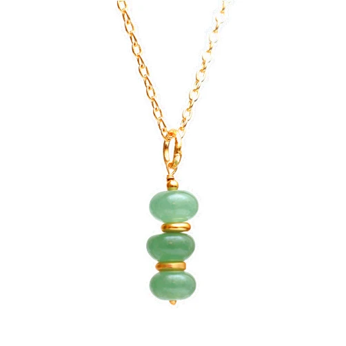 GEMPIRES NATURE’S TREASURE Gempires Green Aventurine Crystal Necklace, Beads Pendant Necklace, Minimal and Trending, Daily Wear, Gift for Women Girls, Hypoallergenic 14k Gold Plated 16+2 inch Adjustable Chain