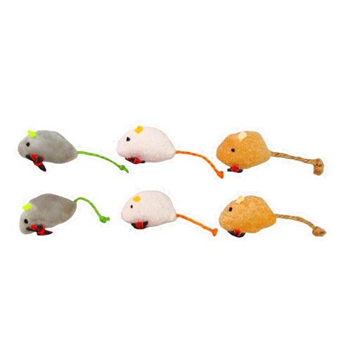 Haourlife 6-Pack Catnip Mice Toys with Green Christmas Bows - Holiday Plush Mouse Set for Cats, Interactive and Festive Cat Toys
