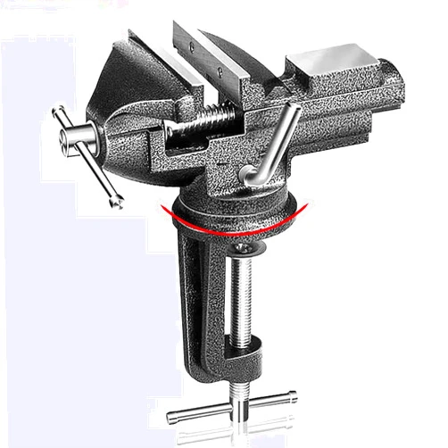 CTrowelpro Table Vise 3 Inch, 360° Swivel Base Universal Home Vise Portable Bench Clamp,Bench Vise For Workbench,Vise Clamp for Woodworking, Metalworking,Cutting Conduit, Drilling, Sawing (Black)