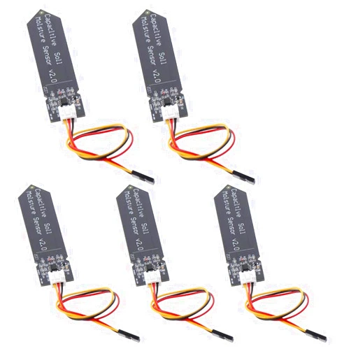 SHUATI Capacitive Soil Sensor Module 5PCS Black Durable 3.3~5.5V Humidity Detection Sensors with Analog Sensor Cable Integrated Circuits