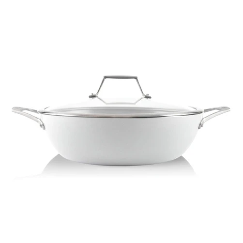 TECHEF - CeraTerra, 5 Qt / 12-in Ceramic Nonstick All Purpose Chef Pan with Cover, (PTFE and PFOA Free Ceramic Exterior & Interior), Oven & Dishwasher Safe, Made in Korea, Grey/Silver (5 Qt Chef Pan)