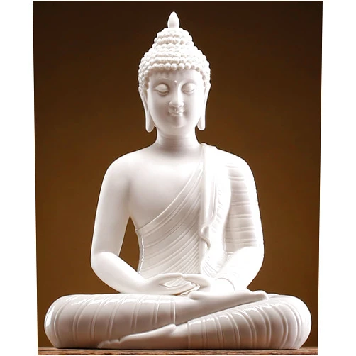 Qinlang 12 inch White Buddha Statue for Home Decor, Ceramic Meditation Buddha Decoration for Home